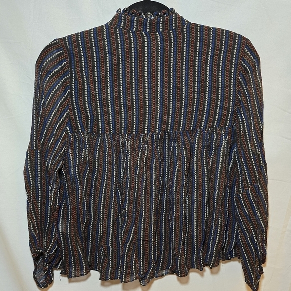 A Piece Apart 100% Silk Printed V Neck Baby Doll High Neck Blouse, sz 4 - Picture 8 of 8